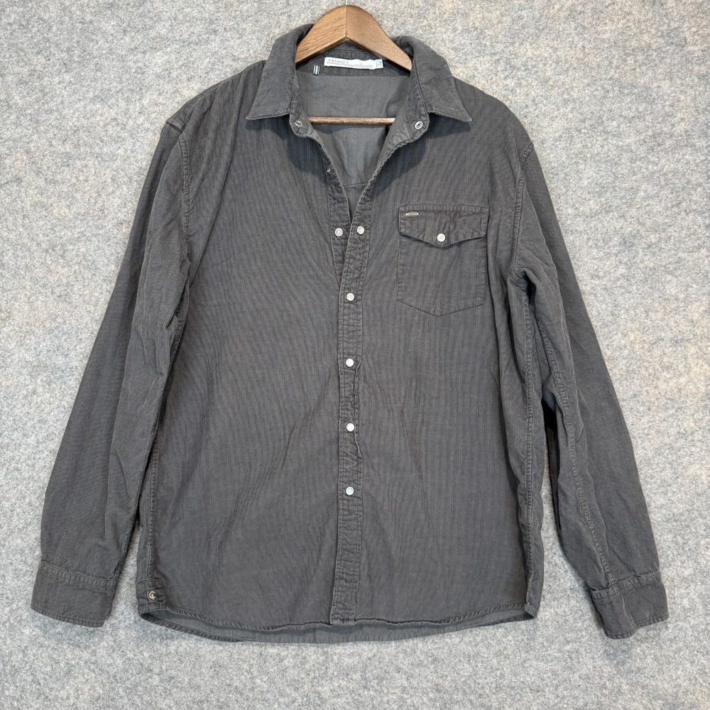 Criquet Corduroy Western Pearl Snap Shirt Mens Large Gray Texas